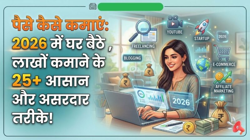 पैसे कैसे कमाएं: 2026 में घर बैठे , लाखों कमाने के 25+ आसान और असरदार तरीके!